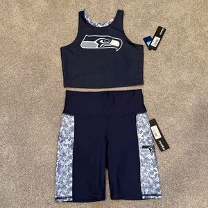 NWT NFL Seattle Seahawks biker shorts and sports bra tank set size medium